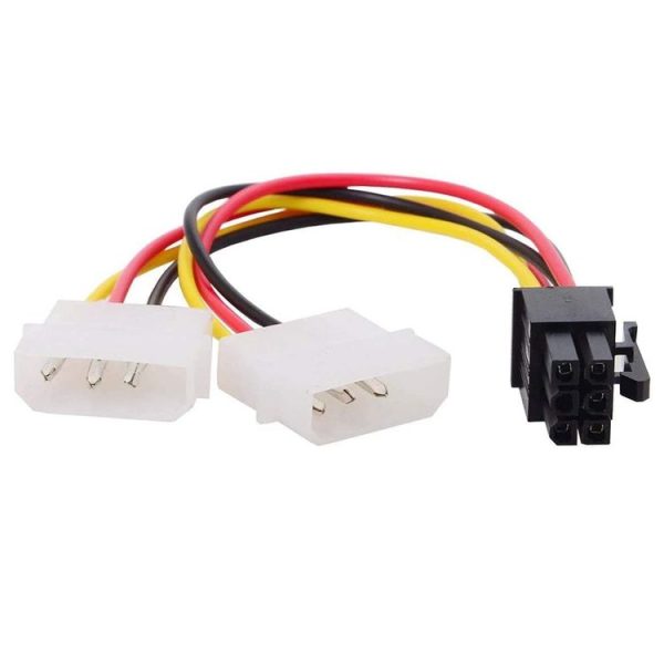 6 Pin Male to 2 x 4 Pin Female Power Cable, Length: 17.5cm - Image 2