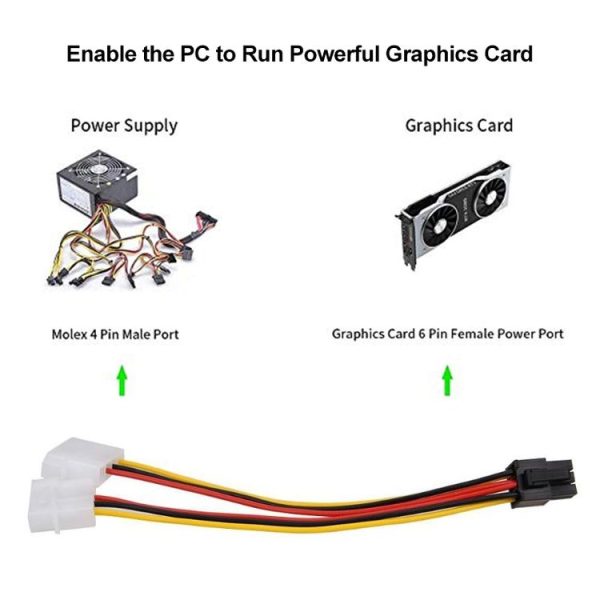 6 Pin Male to 2 x 4 Pin Female Power Cable, Length: 17.5cm - Image 5