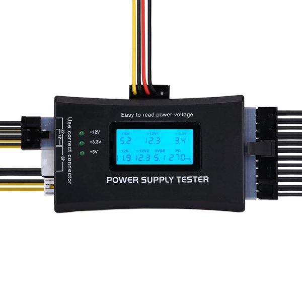 Digital LCD Display PC Computer 20 / 24 Pin Power Supply Tester Checker Power Measuring Diagnostic Tester Tool (Black) - Image 7