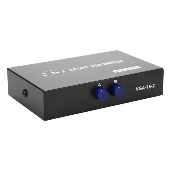 2 Port VGA Switch Box, 2 In 1 Out For LCD PC TV Monitor - HD15 (FJ-15-2C) (Black) - Image 2