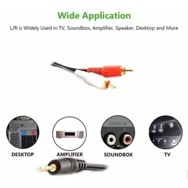 Normal Quality Jack 3.5mm Stereo to RCA Male Audio Cable, Length: 1.5m - Image 3
