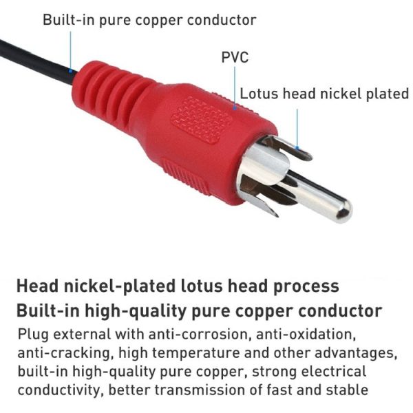Jack 3.5mm Stereo to RCA Male Audio Cable, Length: about 2.7m - Image 3