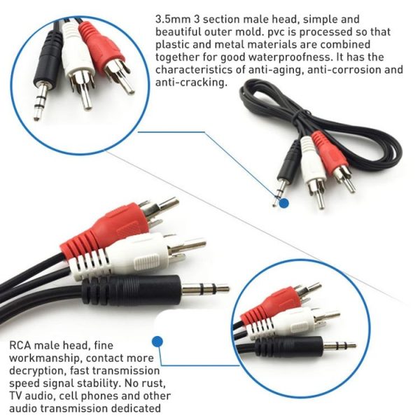Jack 3.5mm Stereo to RCA Male Audio Cable, Length: about 2.7m - Image 4