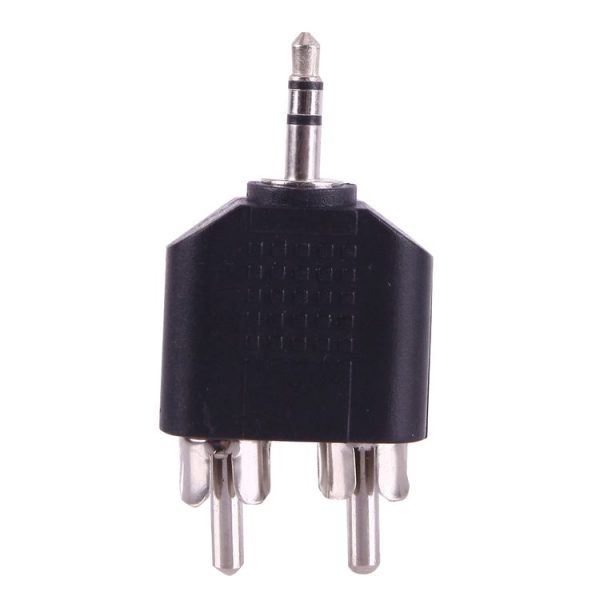 2 RCA Male to 3.5mm Male Jack Audio Y Adapter (Black) - Image 2