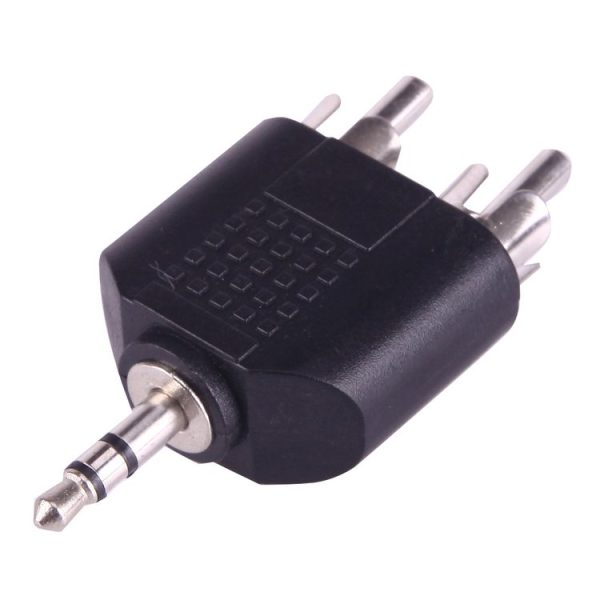 2 RCA Male to 3.5mm Male Jack Audio Y Adapter (Black) - Image 3