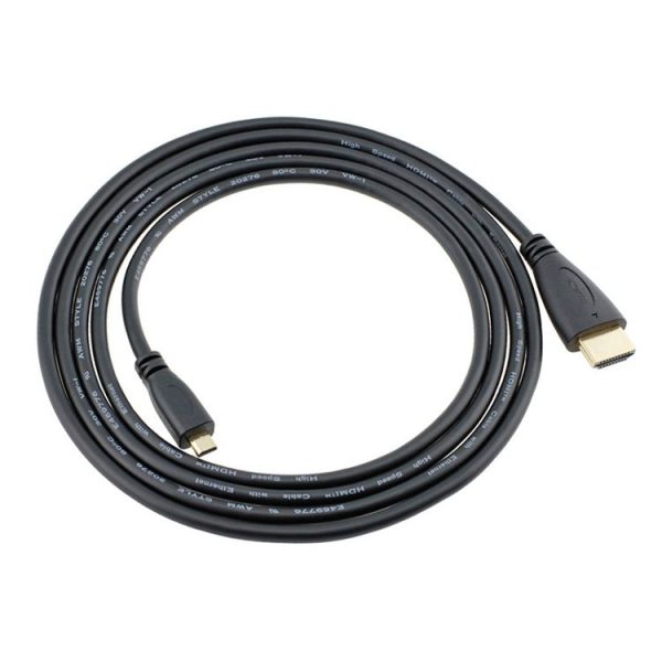 1.5m Micro HDMI to HDMI 19 Pin Cable, 1.4 Version (Black) - Image 2