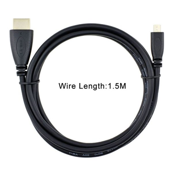1.5m Micro HDMI to HDMI 19 Pin Cable, 1.4 Version (Black) - Image 3