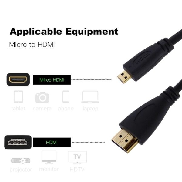 1.5m Micro HDMI to HDMI 19 Pin Cable, 1.4 Version (Black) - Image 5