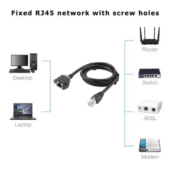 RJ45 Female to Male Cat Network Extension Cable, Length: 1.5m (Black) - Image 4