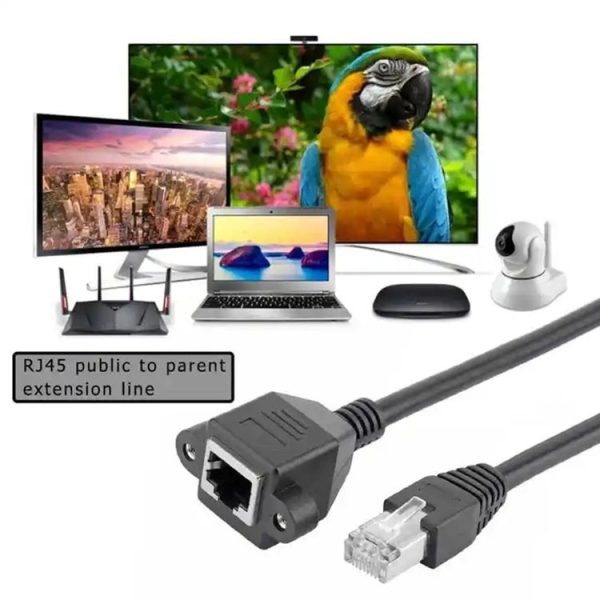RJ45 Female to Male Cat Network Extension Cable, Length: 1.5m (Black) - Image 5