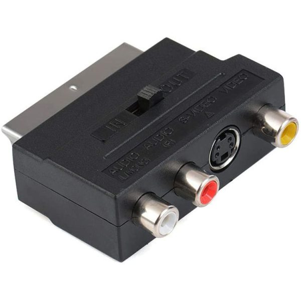 Scart Male to Female with Composite AV + S-Video Sockets (Black)