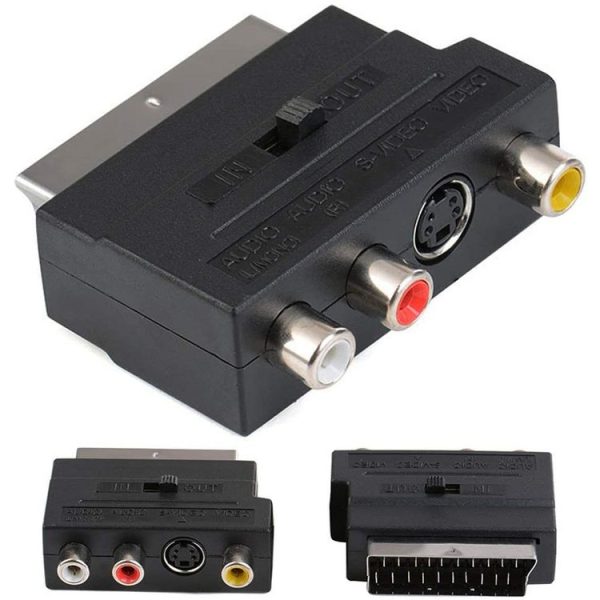 Scart Male to Female with Composite AV + S-Video Sockets (Black) - Image 5