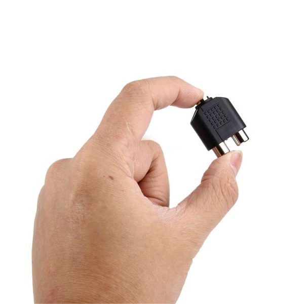 3.5mm Female to 2 RCA Female Adapter (Black) - Image 4