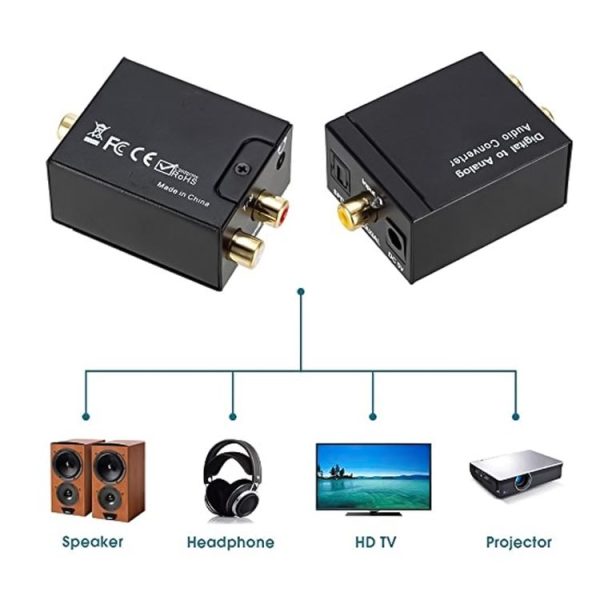 Analog RCA to Digital Optical Coaxial Toslink Audio Converter (Black) - Image 5