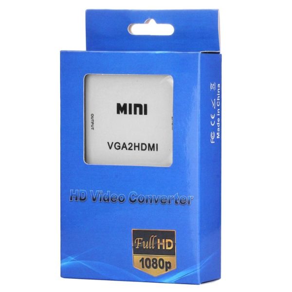 HD 1080P HDMI Mini VGA to HDMI Scaler Box Audio Video Digital Converter (White) - Image 6