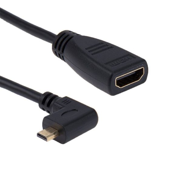 17cm 90 Degree Micro HDMI Right-toward Male to HDMI Female Cable Adapter (Black) - Image 2
