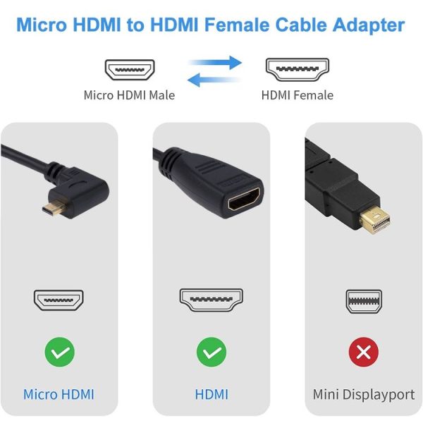 17cm 90 Degree Micro HDMI Right-toward Male to HDMI Female Cable Adapter (Black) - Image 4