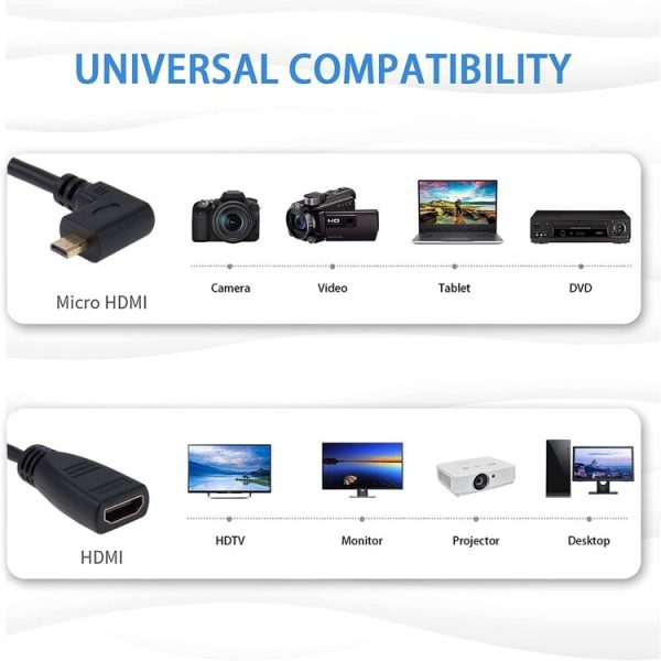 17cm 90 Degree Micro HDMI Right-toward Male to HDMI Female Cable Adapter (Black) - Image 5