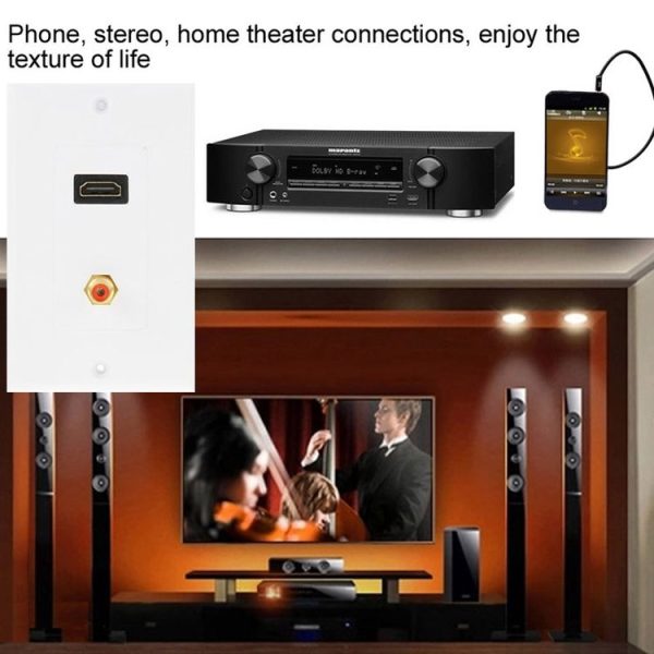 HDMI Female + RCA Female Plug Wall Plate Panel - Image 7