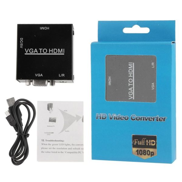HD 1080P HDMI Mini VGA to HDMI Scaler Box Audio Video Digital Converter Adapter for PC / HDTV - Image 5