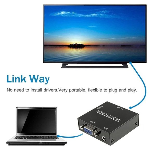 HD 1080P HDMI Mini VGA to HDMI Scaler Box Audio Video Digital Converter Adapter for PC / HDTV - Image 7