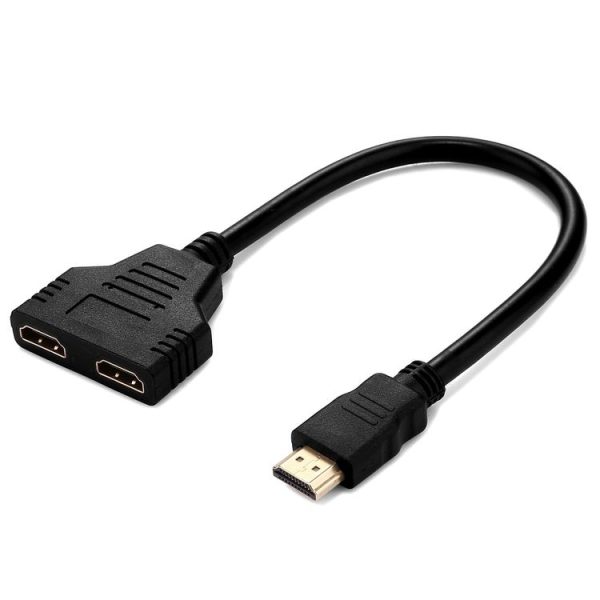 30cm 1080P HDMI Port Male to 2 Female 1 in 2 out Splitter Cable Adapter Converter - Image 2