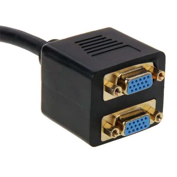 30cm DVI 24+5 Pin Male to 2 VGA Female Splitter Cable (Black) - Image 3