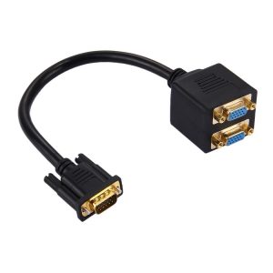 30cm VGA Male to 2 VGA Female Splitter Cable (Black)