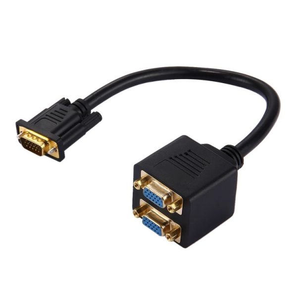30cm VGA Male to 2 VGA Female Splitter Cable (Black) - Image 2