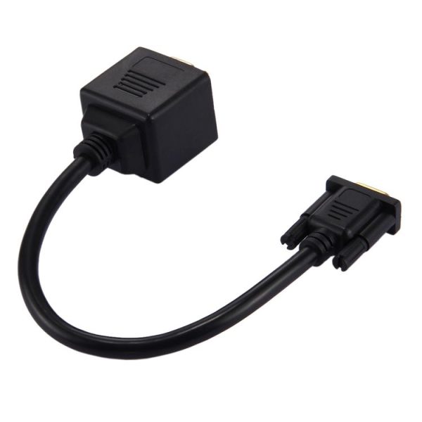 30cm VGA Male to 2 VGA Female Splitter Cable (Black) - Image 3