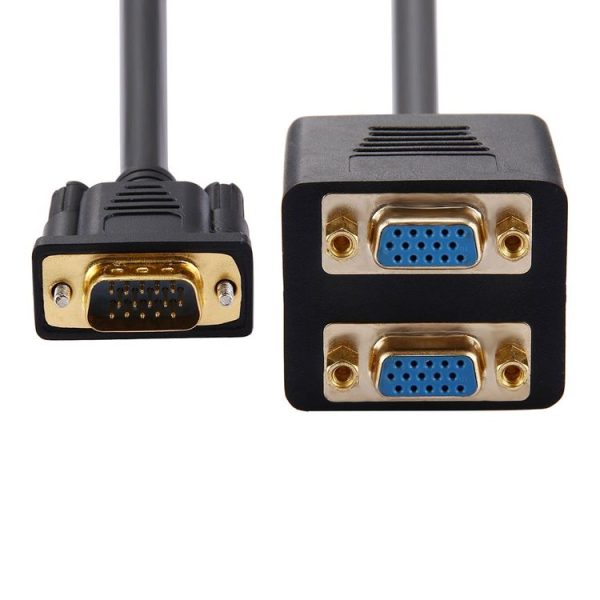 30cm VGA Male to 2 VGA Female Splitter Cable (Black) - Image 4