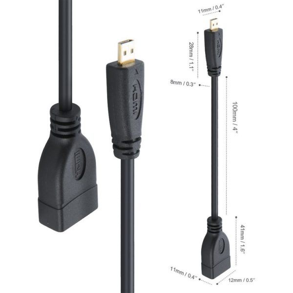 17cm Micro HDMI Male to HDMI Female Adapter Cable - Image 3