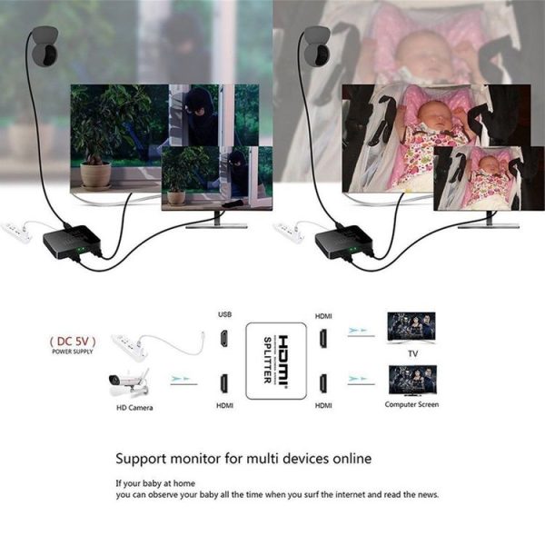 Mini Full HD 4K 1x2 HDMI 3D V1.4b Splitter for HDTV / STB / DVD / Projector / DVR - Image 6