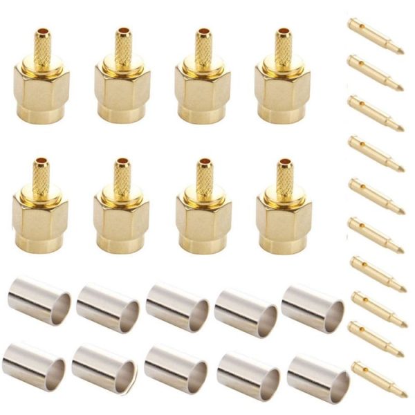 10 PCS Gold Plated Crimp SMA Male Plug Pin RF Connector Adapter for RG174 / RG316 / RG188 / RG179 Cable - Image 4