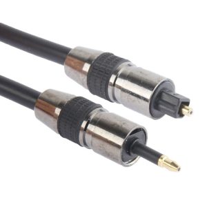 TOSLink Male to 3.5mm Male Digital Optical Audio Cable, Length: 1.5m, OD: 5.0mm (Gold Plated) (Black)