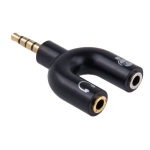 3.5mm Stereo Male to 3.5mm Headphone & Mic Female Splitter Adapter (Black)
