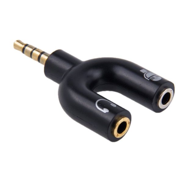 3.5mm Stereo Male to 3.5mm Headphone & Mic Female Splitter Adapter (Black) - Image 2