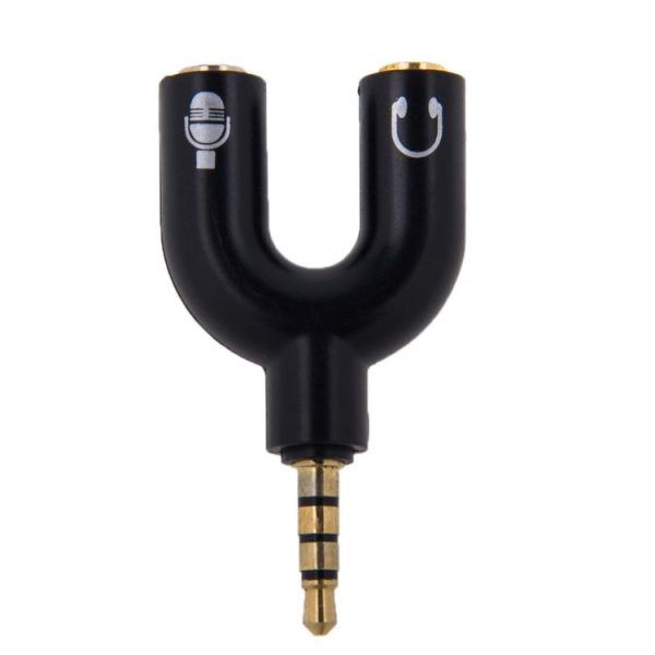 3.5mm Stereo Male to 3.5mm Headphone & Mic Female Splitter Adapter (Black) - Image 3