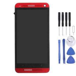 LCD Display + Touch Panel with Frame for HTC One M7 / 801e (Red)