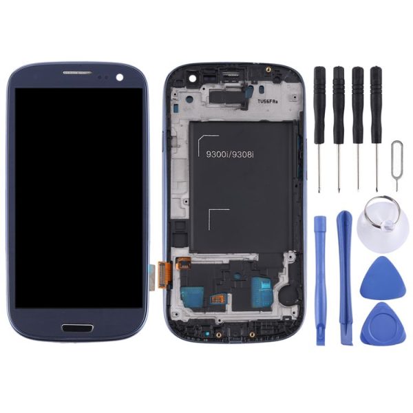 Original Super AMOLED LCD Screen for Samsung Galaxy SIII / i9300 Digitizer Full Assembly with Frame (Blue) - Image 2