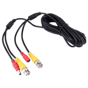 CCTV Cable, Video Power Cable, RG59 Coaxial Cable, Length: 5m (Black)