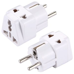 WD-9 Plug Adapter, Travel Power Adaptor with Europe Socket Plug (White)