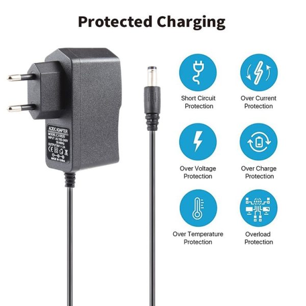 EU Plug AC 100-240V to DC 6V 2A Power Adapter, Tips: 5.5 x 2.1mm, Cable Length: 1.1m (Black) - Image 5