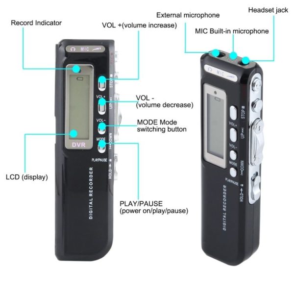 4GB Digital Voice Recorder Dictaphone MP3 Player, Support Telephone Recording, VOX Function (Black) (Black) - Image 5