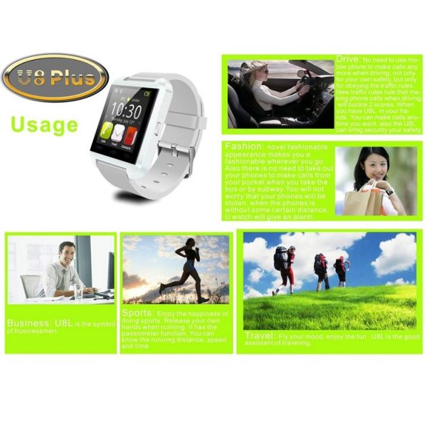 U8 Plus 1.44 Inch Capacitive Touch Screen Bluetooth V4.0 Smart U Watch, Support Pedometer / Sleep Monitoring / Remote Capture / Receive the call / Anti-lost (White) - Image 12