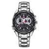 TVG Round Dial Hardlex Watch Window Luminous & Alarm & Week Display Function Quartz + Digital Double Movement Men Watch with Alloy Band (Black) - Image 2