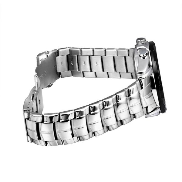 TVG Round Dial Hardlex Watch Window Luminous & Alarm & Week Display Function Quartz + Digital Double Movement Men Watch with Alloy Band (Black) - Image 4