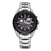 TVG Round Dial Glass Watch Window Luminous & Alarm & Week Display Function Quartz + Digital Double Movement Men Watch with Alloy Band (Black) - Image 2