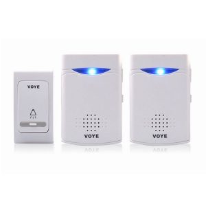 VOYE V006B2 Wireless Remote Control Chime Door Bell with Double-Receiver (White)