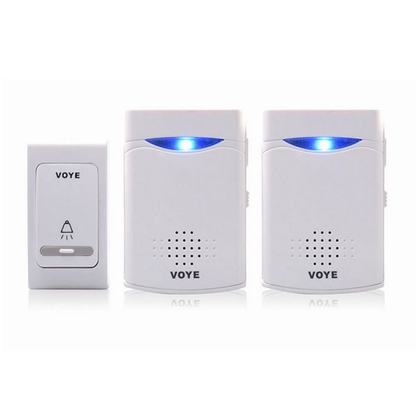 VOYE V006B2 Wireless Remote Control Chime Door Bell with Double-Receiver (White)